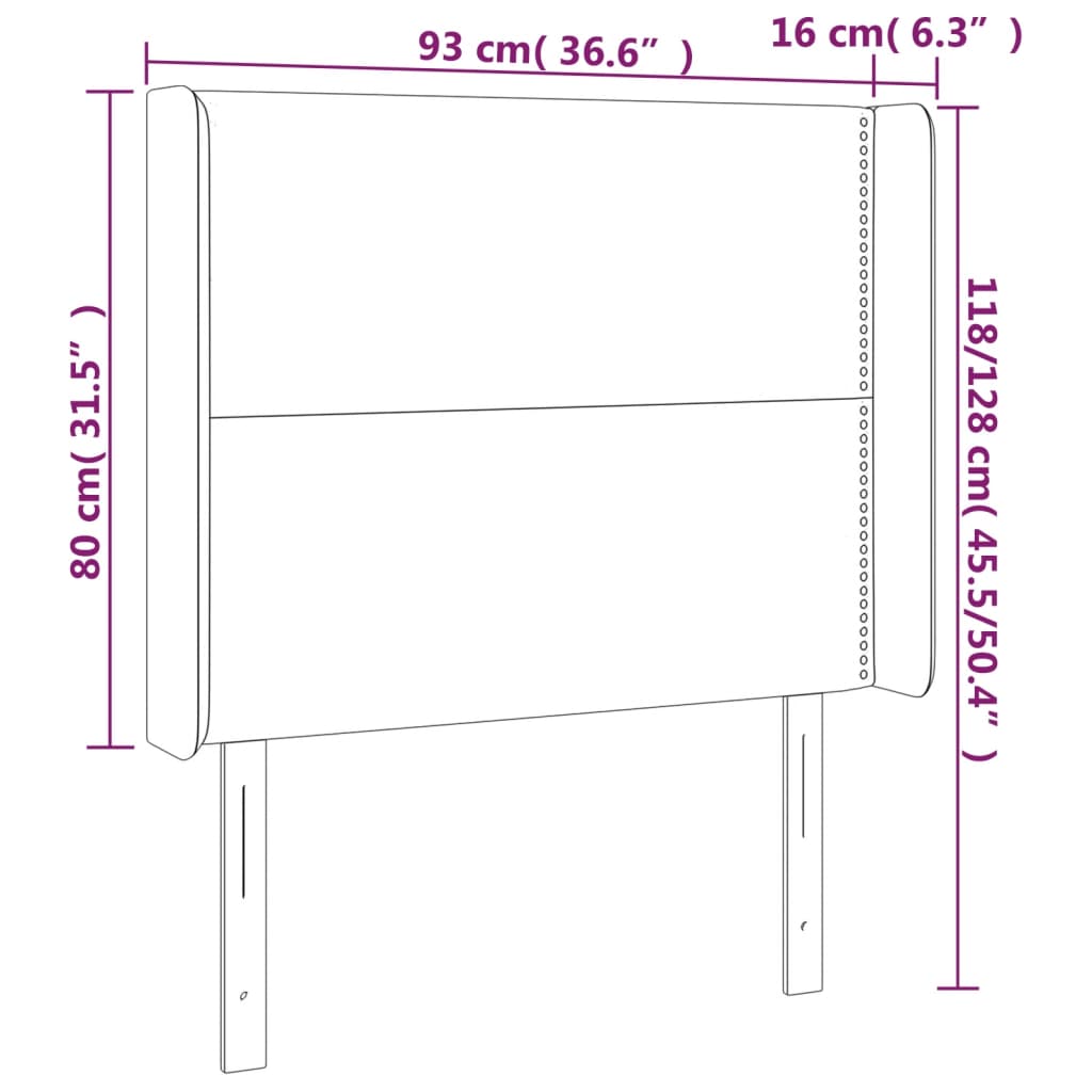 Hoofdbord met randen 93x16x118/128 cm stof lichtgrijs is nu te koop bij PeponiXL, paradijselijk wonen!