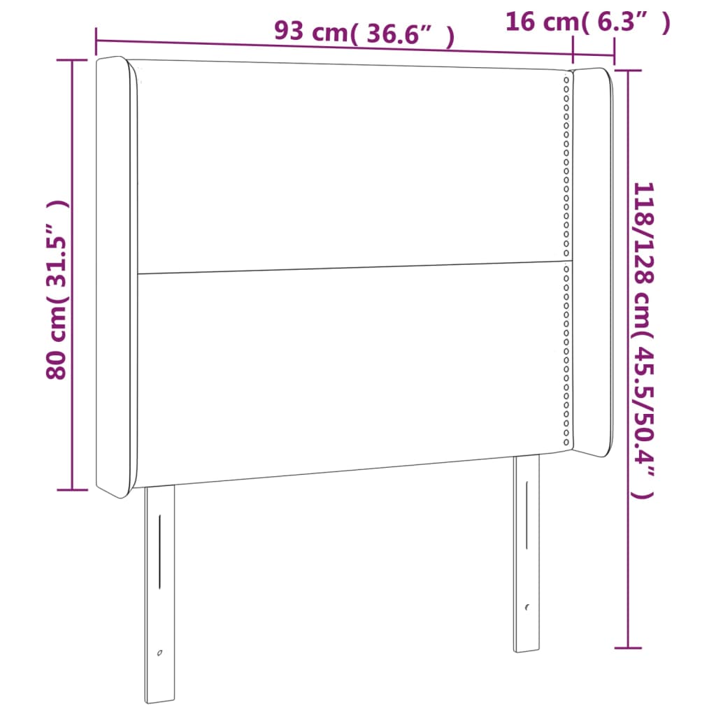 Hoofdbord met randen 93x16x118/128 cm stof donkergrijs is nu te koop bij PeponiXL, paradijselijk wonen!