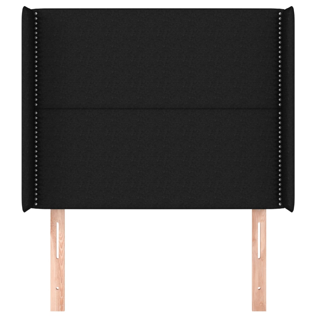 Hoofdbord met randen 93x16x118/128 cm stof zwart is nu te koop bij PeponiXL, paradijselijk wonen!