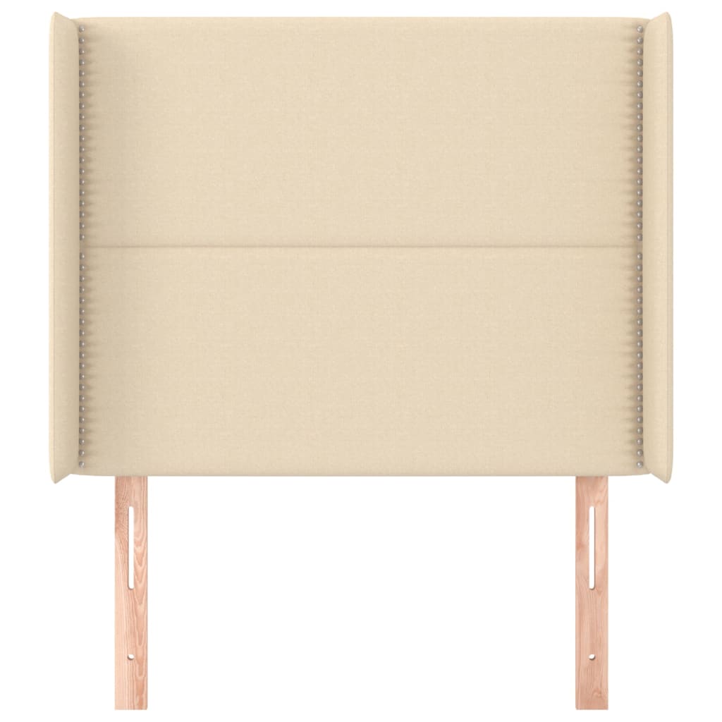 Hoofdbord met randen 93x16x118/128 cm stof crèmekleurig is nu te koop bij PeponiXL, paradijselijk wonen!