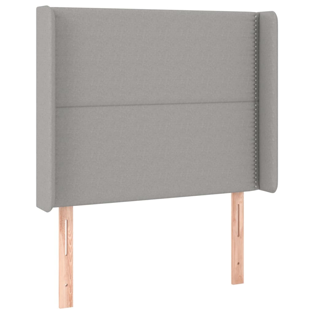 Hoofdbord met randen 103x16x118/128 cm stof lichtgrijs is nu te koop bij PeponiXL, paradijselijk wonen!