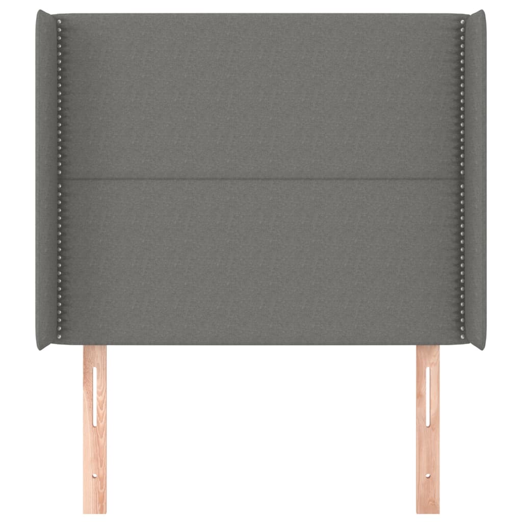 Hoofdbord met randen 103x16x118/128 cm stof donkergrijs is nu te koop bij PeponiXL, paradijselijk wonen!
