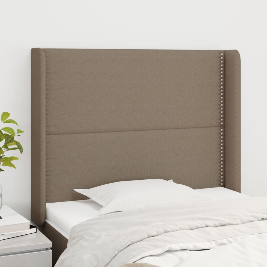 Hoofdbord met randen 103x16x118/128 cm stof taupe is nu te koop bij PeponiXL, paradijselijk wonen!
