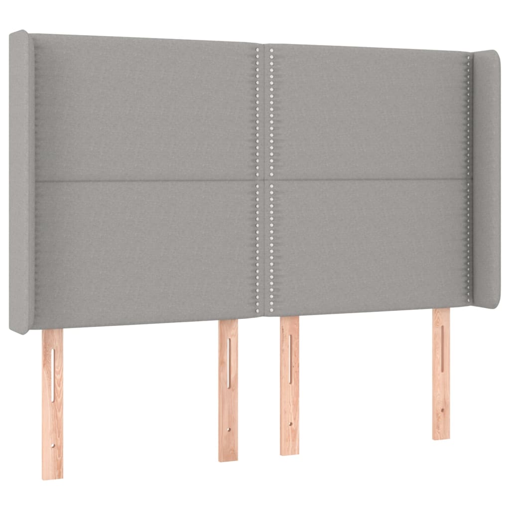 Hoofdbord met randen 147x16x118/128 cm stof lichtgrijs is nu te koop bij PeponiXL, paradijselijk wonen!