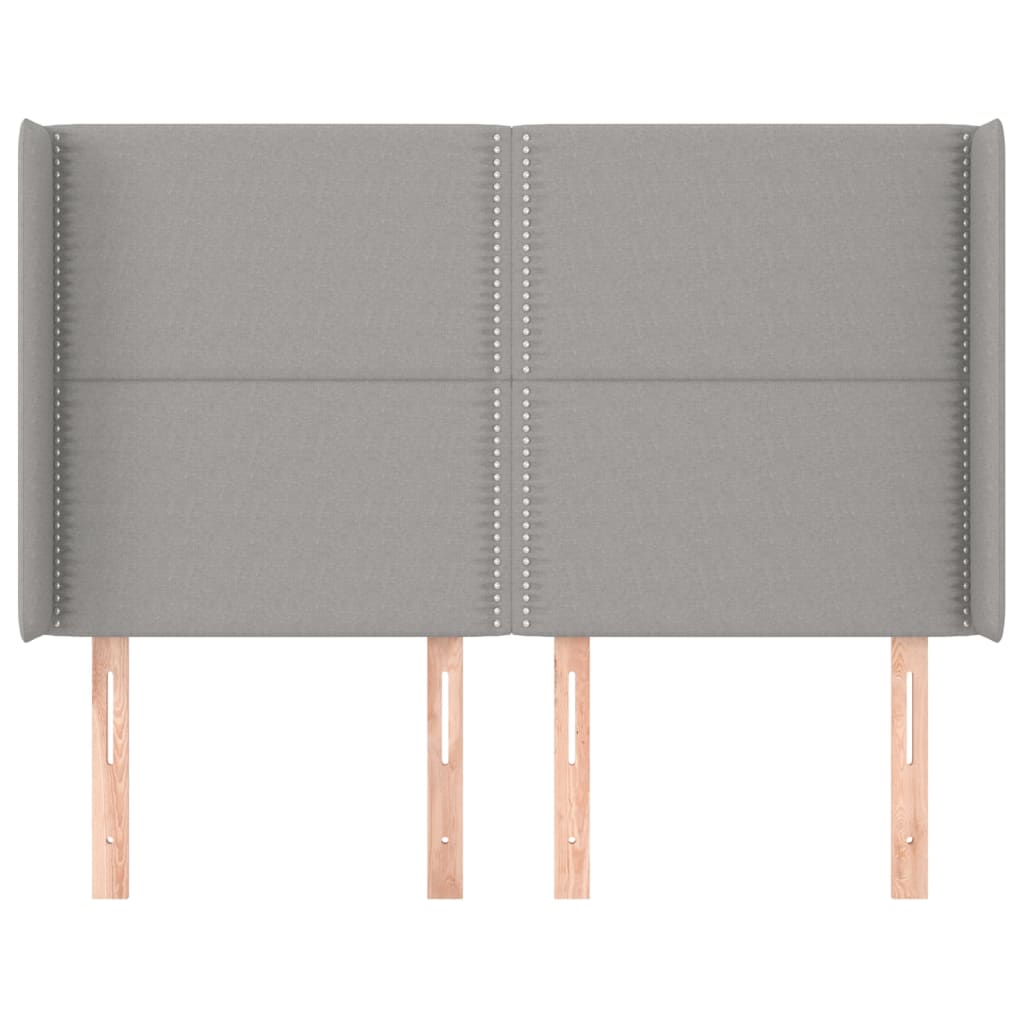 Hoofdbord met randen 147x16x118/128 cm stof lichtgrijs is nu te koop bij PeponiXL, paradijselijk wonen!