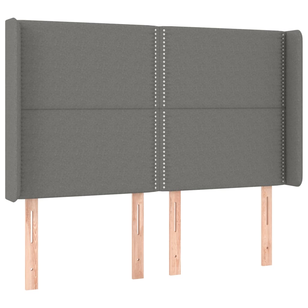 Hoofdbord met randen 147x16x118/128 cm stof donkergrijs is nu te koop bij PeponiXL, paradijselijk wonen!