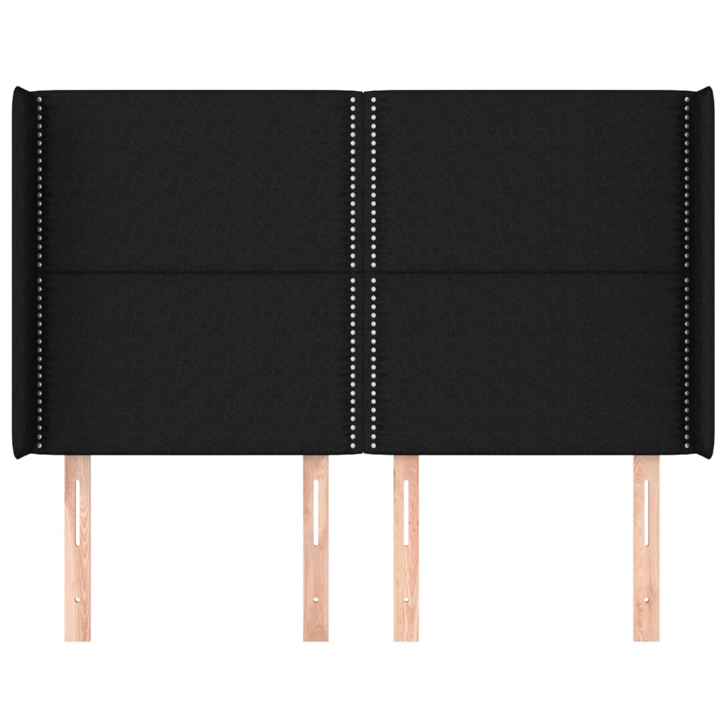 Hoofdbord met randen 147x16x118/128 cm stof zwart is nu te koop bij PeponiXL, paradijselijk wonen!