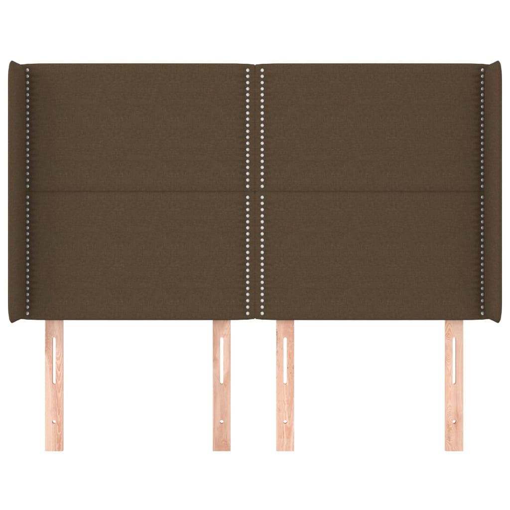 Hoofdbord met randen 147x16x118/128 cm stof donkerbruin is nu te koop bij PeponiXL, paradijselijk wonen!