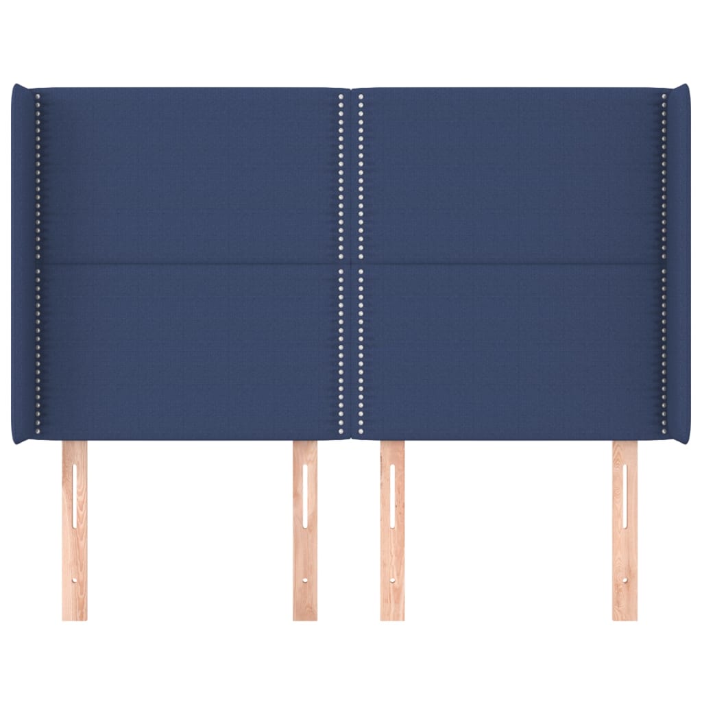 Hoofdbord met randen 147x16x118/128 cm stof blauw is nu te koop bij PeponiXL, paradijselijk wonen!