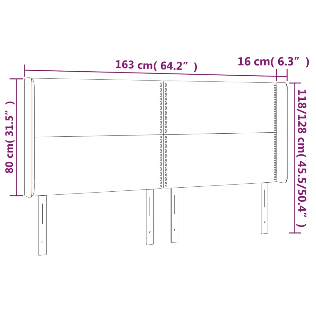 Hoofdbord met randen 163x16x118/128 cm stof zwart is nu te koop bij PeponiXL, paradijselijk wonen!