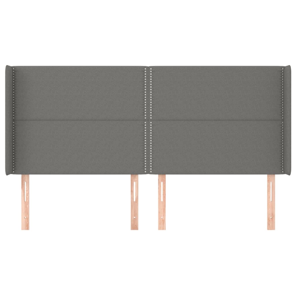 Hoofdbord met randen 183x16x118/128 cm stof donkergrijs is nu te koop bij PeponiXL, paradijselijk wonen!