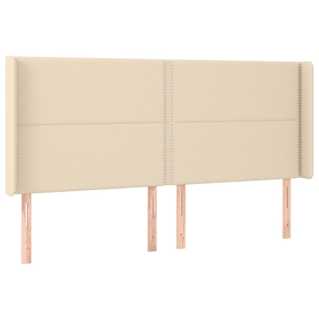 Hoofdbord met randen 183x16x118/128 cm stof crèmekleurig is nu te koop bij PeponiXL, paradijselijk wonen!