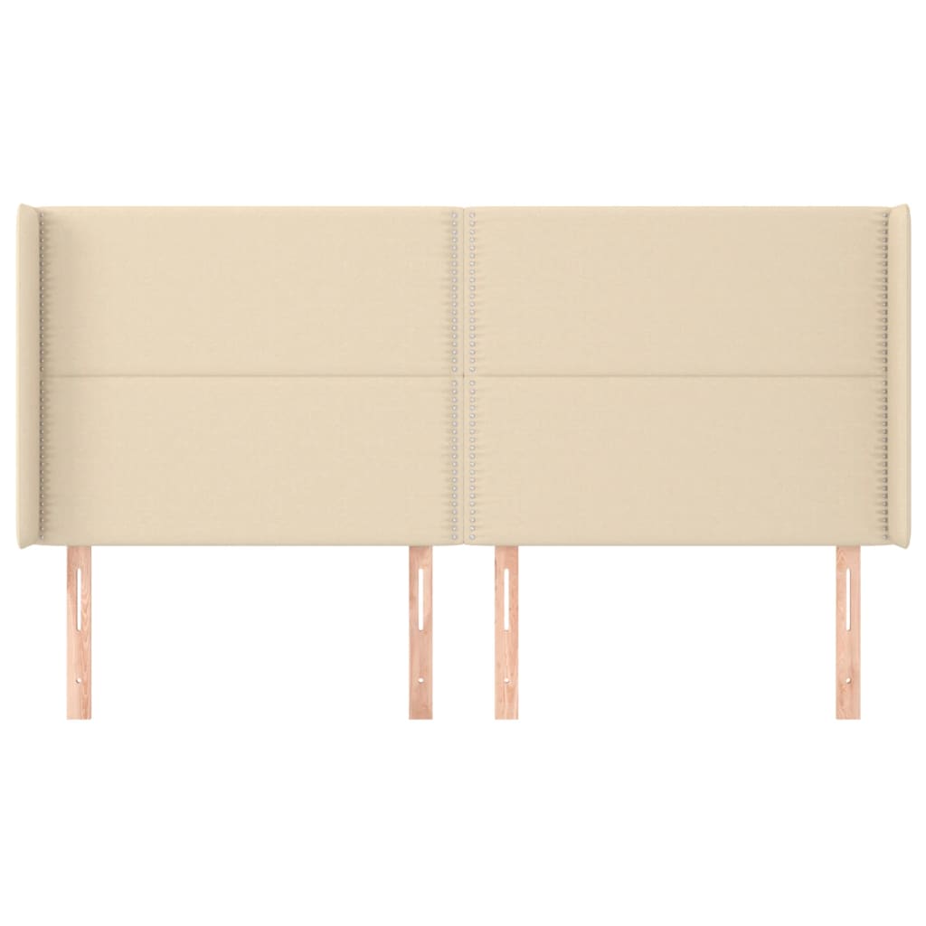 Hoofdbord met randen 183x16x118/128 cm stof crèmekleurig is nu te koop bij PeponiXL, paradijselijk wonen!