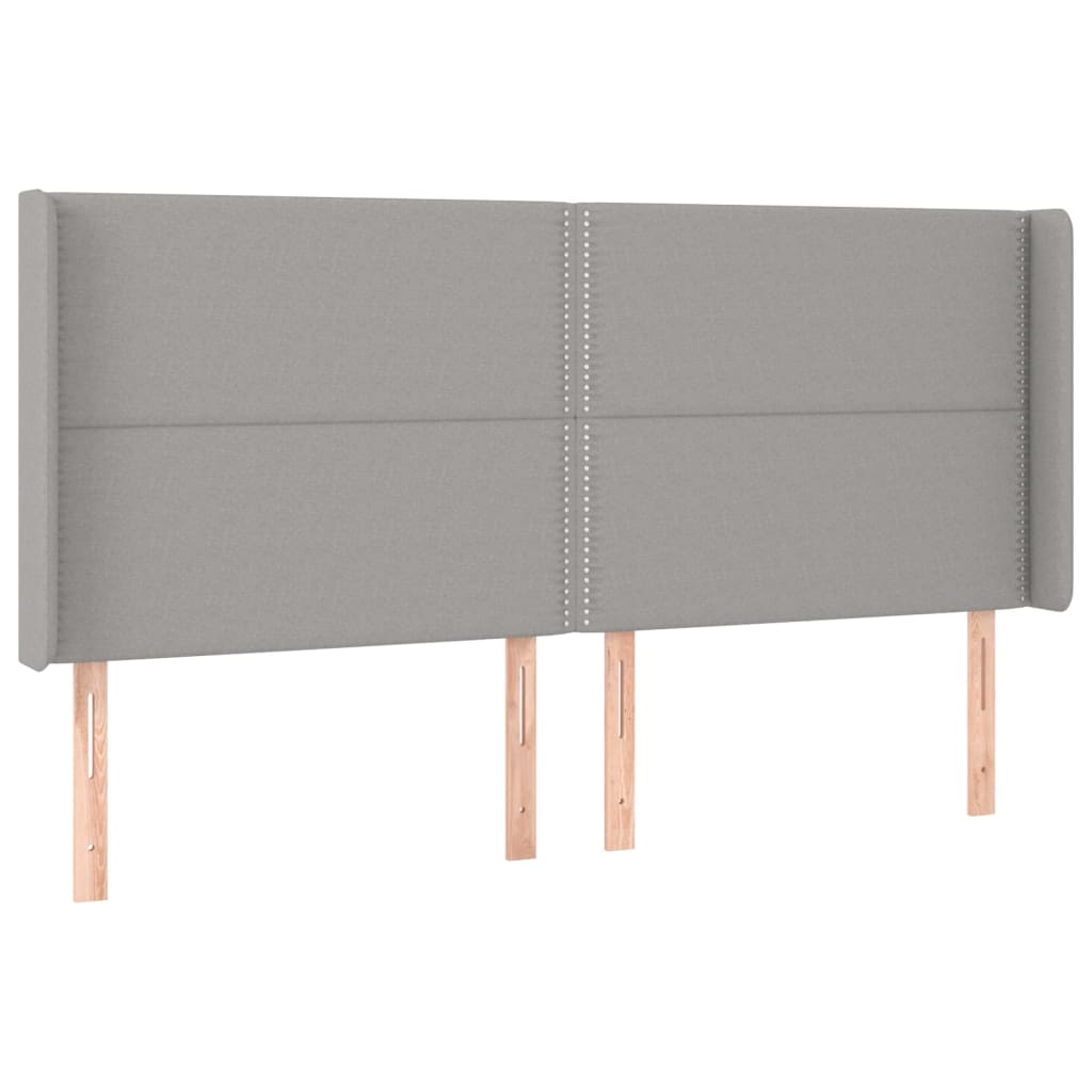 Hoofdbord met randen 203x16x118/128 cm stof lichtgrijs is nu te koop bij PeponiXL, paradijselijk wonen!