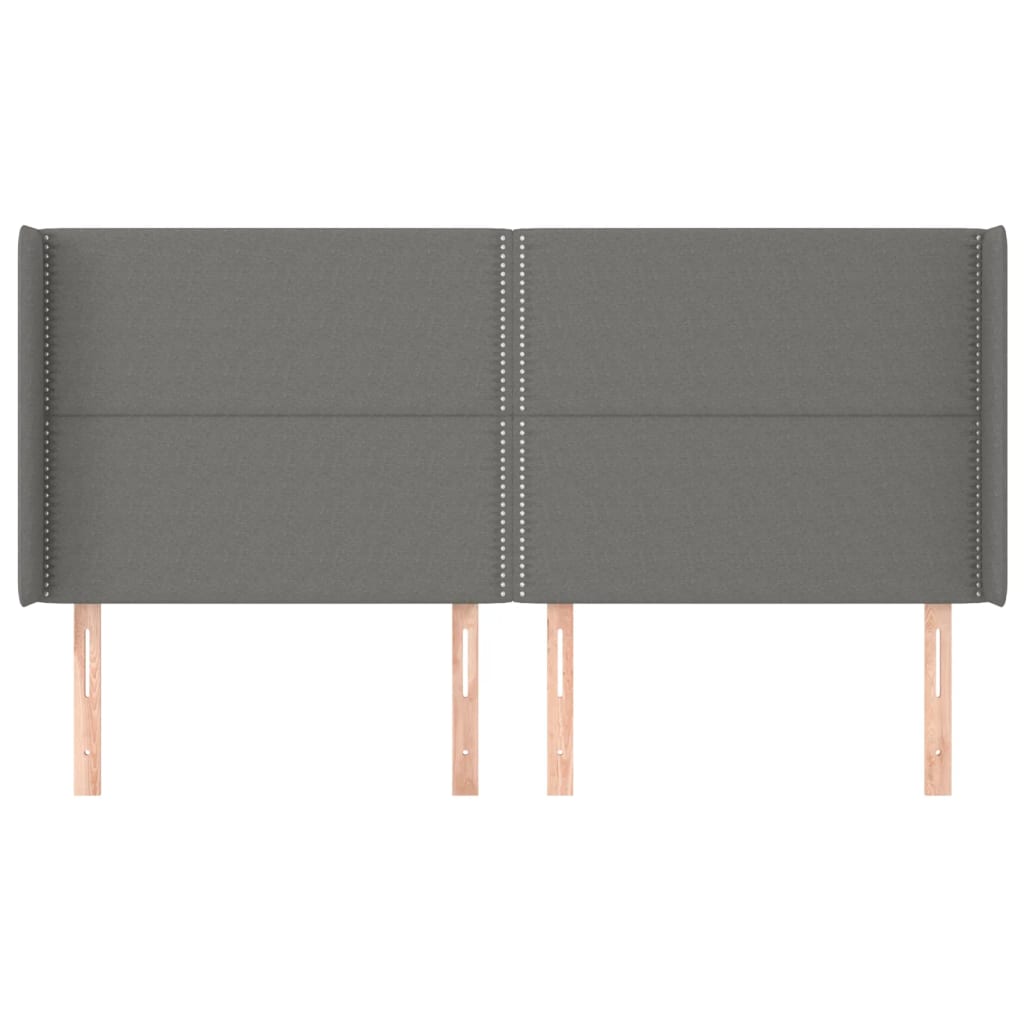 Hoofdbord met randen 203x16x118/128 cm stof donkergrijs is nu te koop bij PeponiXL, paradijselijk wonen!