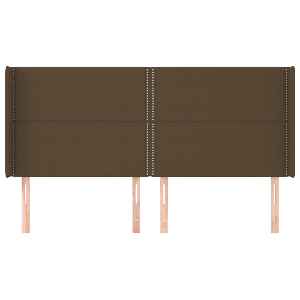 Hoofdbord met randen 203x16x118/128 cm stof donkerbruin is nu te koop bij PeponiXL, paradijselijk wonen!
