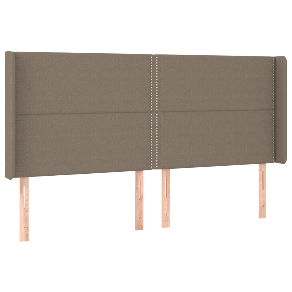 Hoofdbord met randen 203x16x118/128 cm stof taupe is nu te koop bij PeponiXL, paradijselijk wonen!