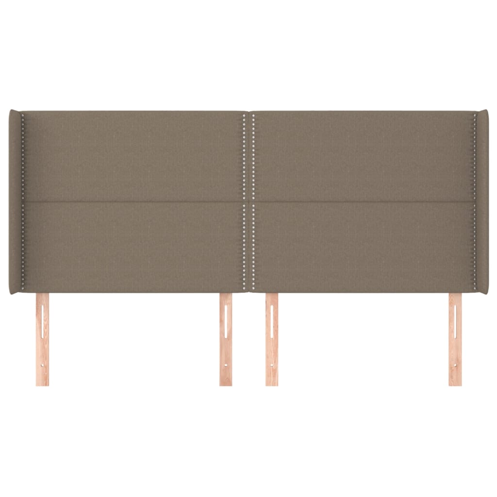 Hoofdbord met randen 203x16x118/128 cm stof taupe is nu te koop bij PeponiXL, paradijselijk wonen!