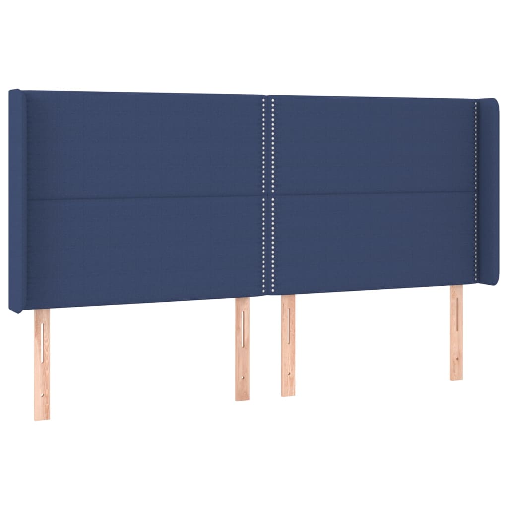 Hoofdbord met randen 203x16x118/128 cm stof blauw is nu te koop bij PeponiXL, paradijselijk wonen!