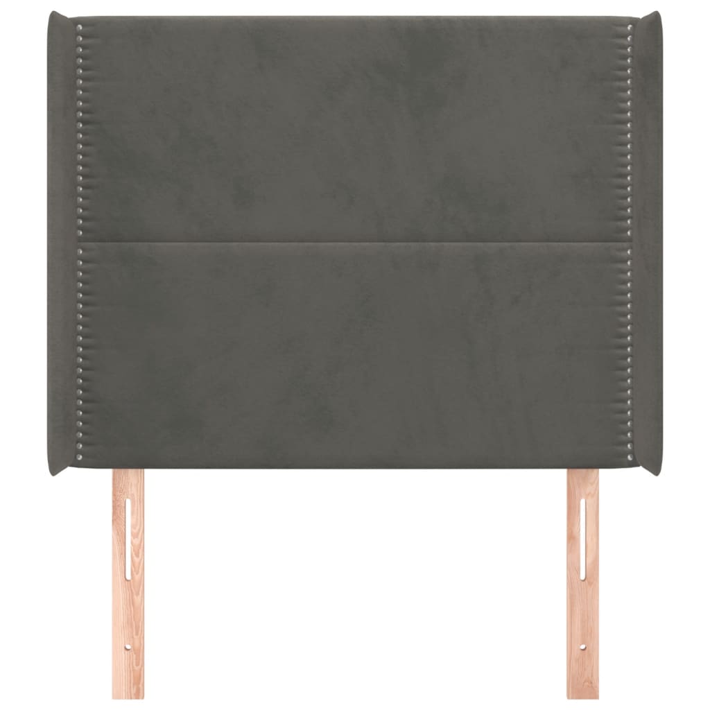 Hoofdbord met randen 83x16x118/128 cm fluweel donkergrijs is nu te koop bij PeponiXL, paradijselijk wonen!