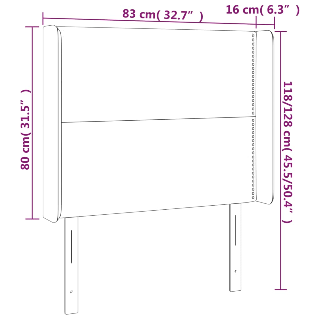Hoofdbord met randen 83x16x118/128 cm fluweel donkergrijs is nu te koop bij PeponiXL, paradijselijk wonen!