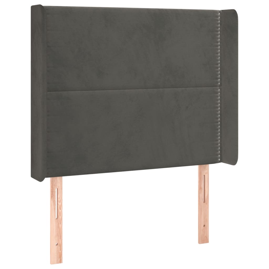 Hoofdbord met randen 93x16x118/128 cm fluweel donkergrijs is nu te koop bij PeponiXL, paradijselijk wonen!