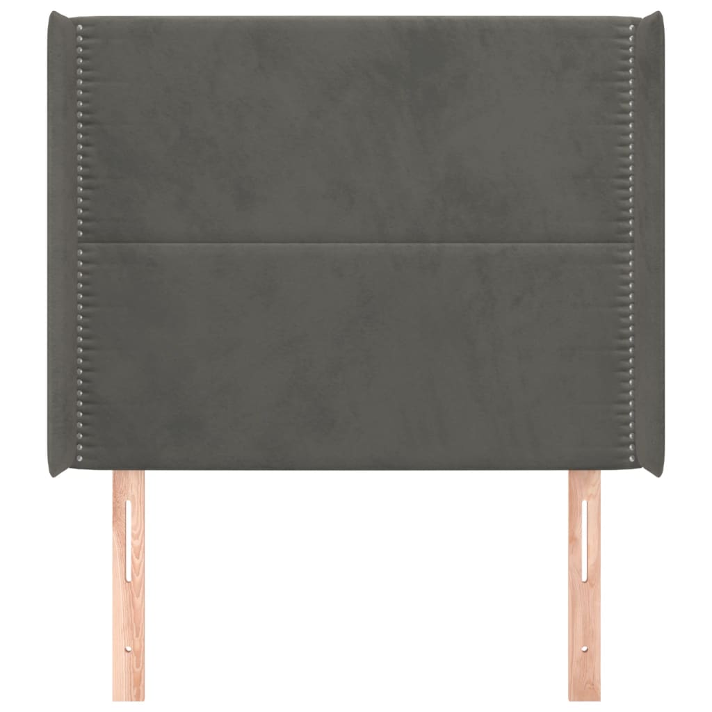 Hoofdbord met randen 93x16x118/128 cm fluweel donkergrijs is nu te koop bij PeponiXL, paradijselijk wonen!