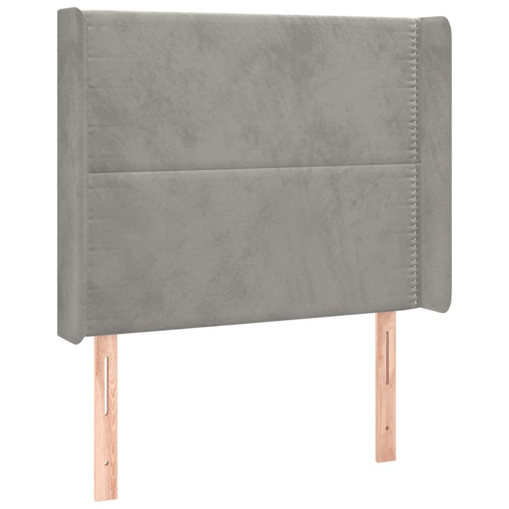 Hoofdbord met randen 103x16x118/128 cm fluweel lichtgrijs is nu te koop bij PeponiXL, paradijselijk wonen!