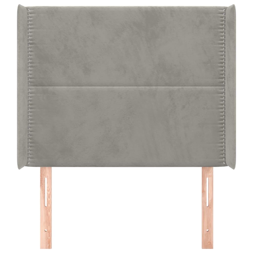 Hoofdbord met randen 103x16x118/128 cm fluweel lichtgrijs is nu te koop bij PeponiXL, paradijselijk wonen!