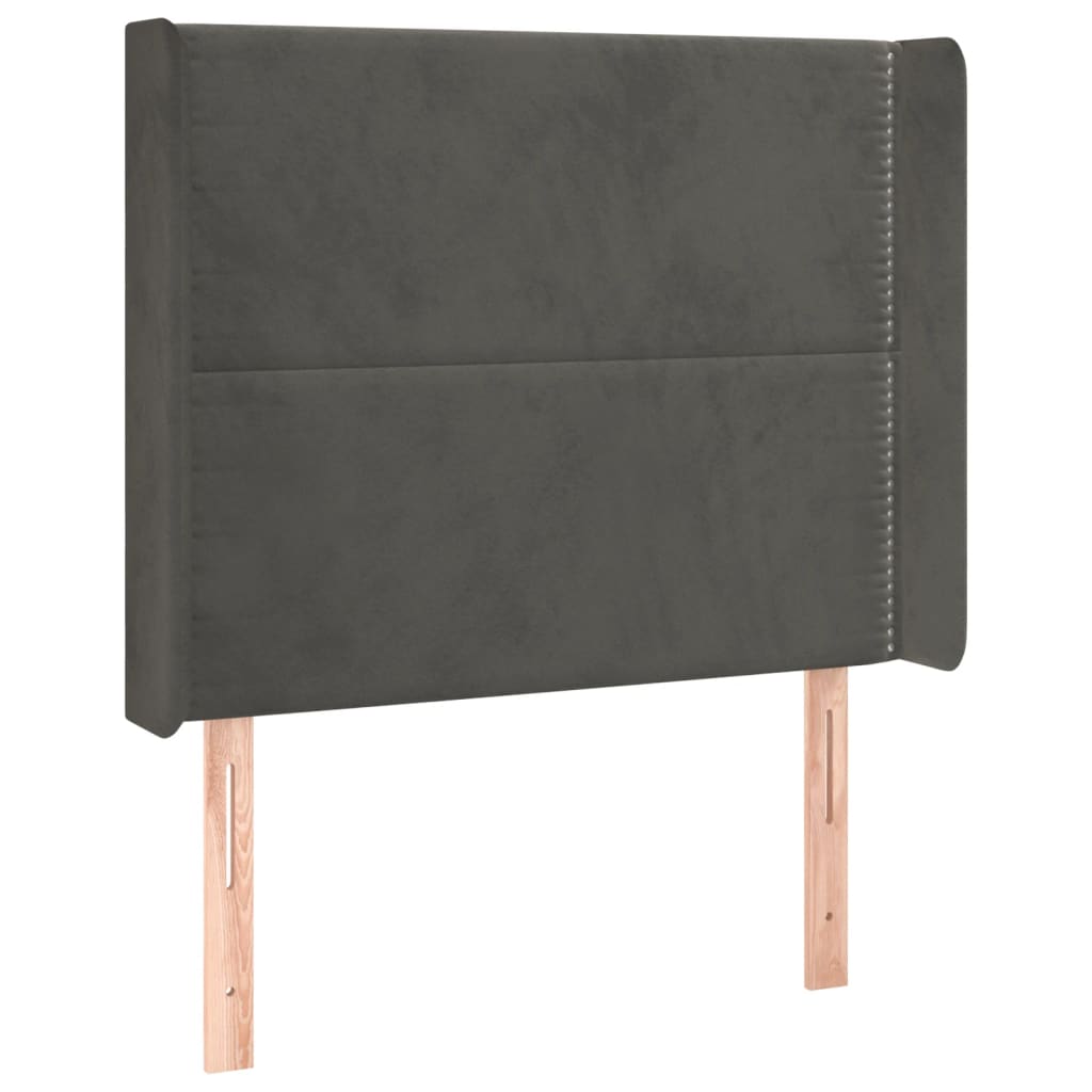Hoofdbord met randen 103x16x118/128 cm fluweel donkergrijs is nu te koop bij PeponiXL, paradijselijk wonen!