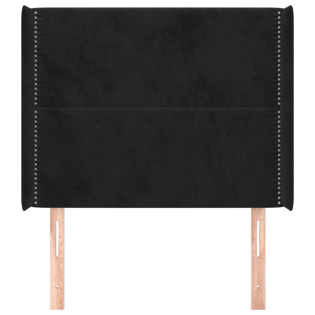 Hoofdbord met randen 103x16x118/128 cm fluweel zwart is nu te koop bij PeponiXL, paradijselijk wonen!
