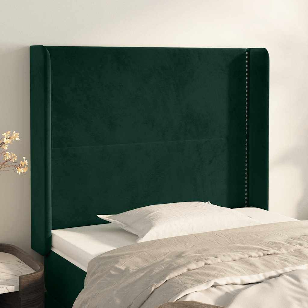 Hoofdbord met randen 103x16x118/128 cm fluweel donkergroen is nu te koop bij PeponiXL, paradijselijk wonen!