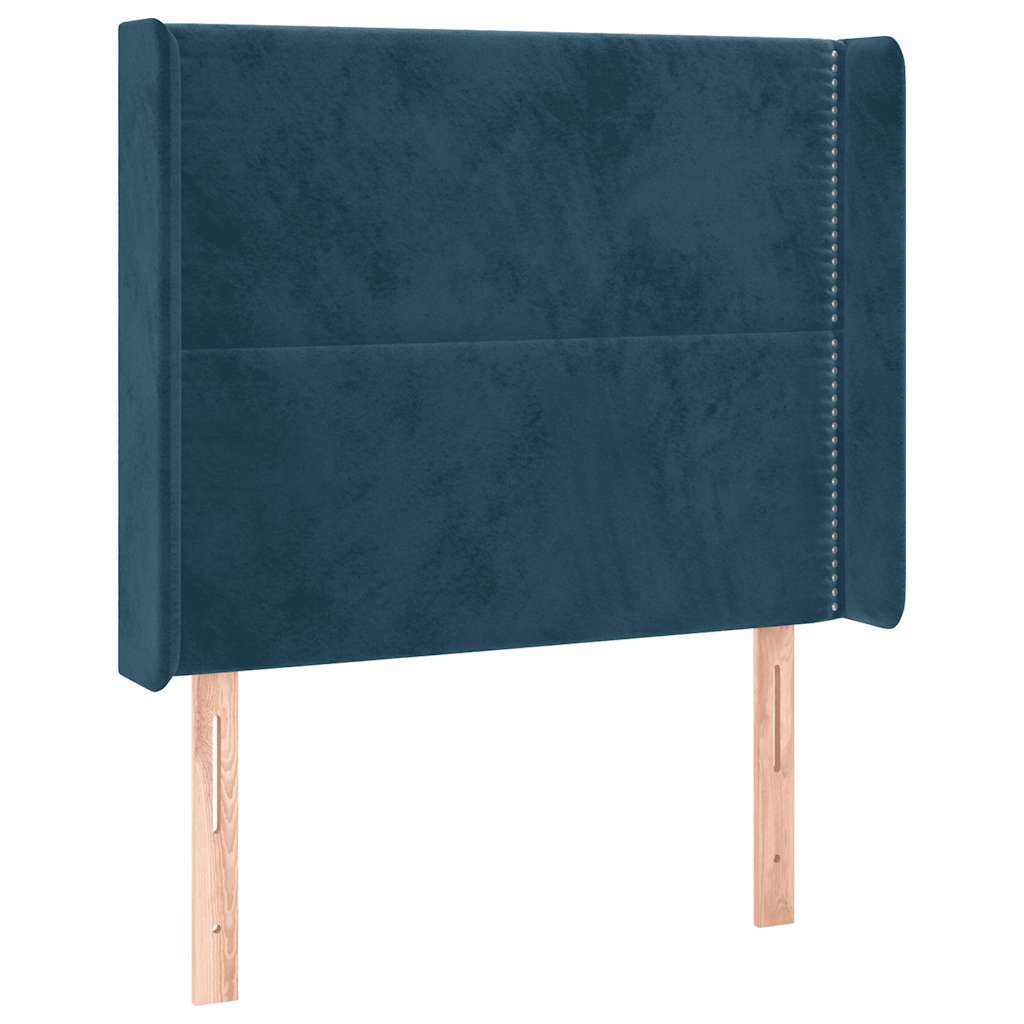 Hoofdbord met randen 103x16x118/128 cm fluweel donkerblauw is nu te koop bij PeponiXL, paradijselijk wonen!