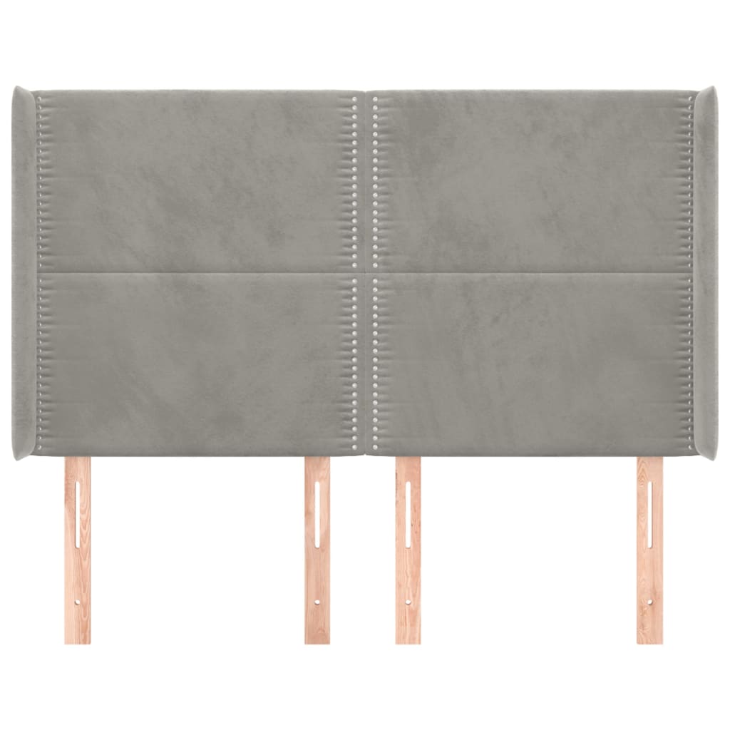Hoofdbord met randen 147x16x118/128 cm fluweel lichtgrijs is nu te koop bij PeponiXL, paradijselijk wonen!