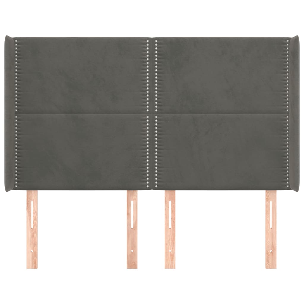 Hoofdbord met randen 147x16x118/128 cm fluweel donkergrijs is nu te koop bij PeponiXL, paradijselijk wonen!