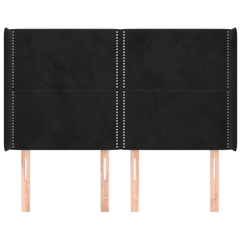 Hoofdbord met randen 147x16x118/128 cm fluweel zwart is nu te koop bij PeponiXL, paradijselijk wonen!