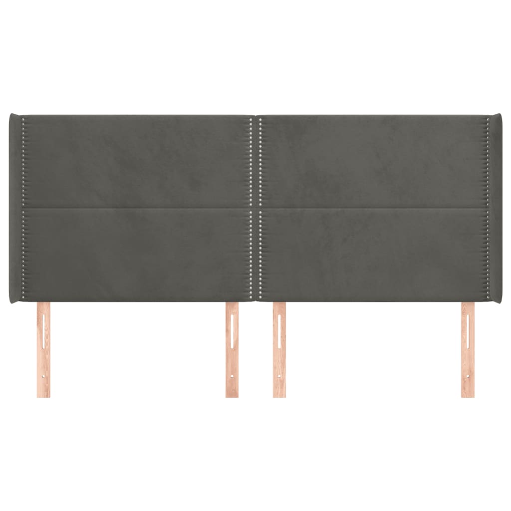 Hoofdbord met randen 163x16x118/128 cm fluweel donkergrijs is nu te koop bij PeponiXL, paradijselijk wonen!