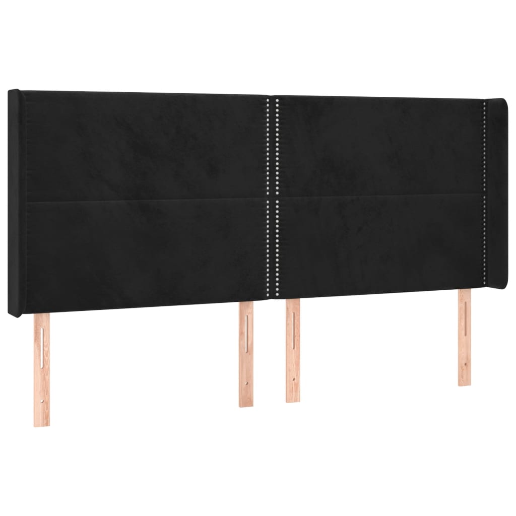 Hoofdbord met randen 163x16x118/128 cm fluweel zwart is nu te koop bij PeponiXL, paradijselijk wonen!