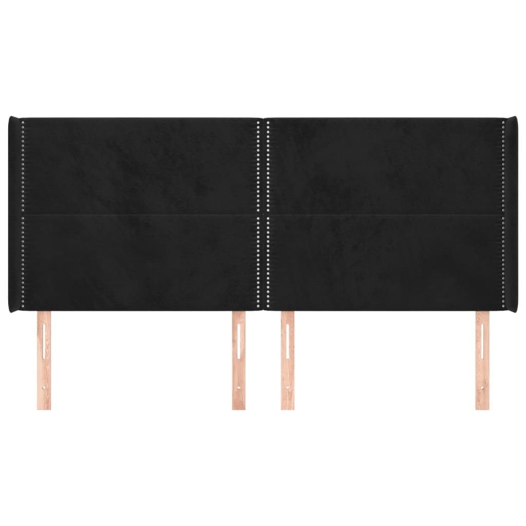 Hoofdbord met randen 163x16x118/128 cm fluweel zwart is nu te koop bij PeponiXL, paradijselijk wonen!