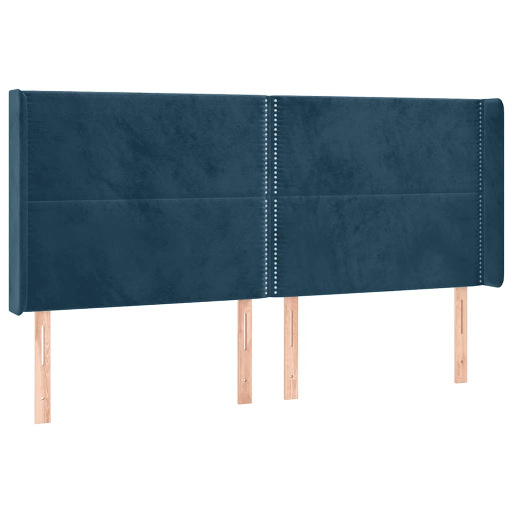 Hoofdbord met randen 163x16x118/128 cm fluweel donkerblauw is nu te koop bij PeponiXL, paradijselijk wonen!