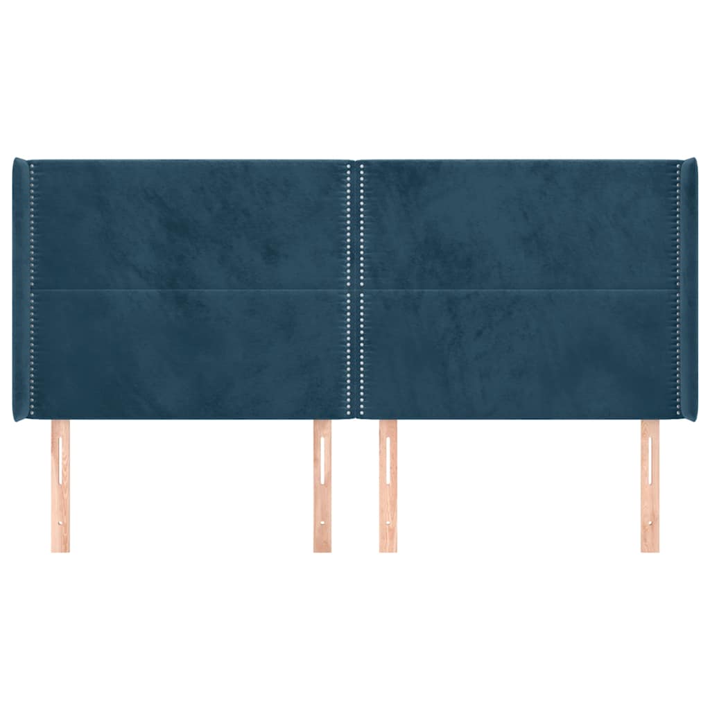 Hoofdbord met randen 163x16x118/128 cm fluweel donkerblauw is nu te koop bij PeponiXL, paradijselijk wonen!