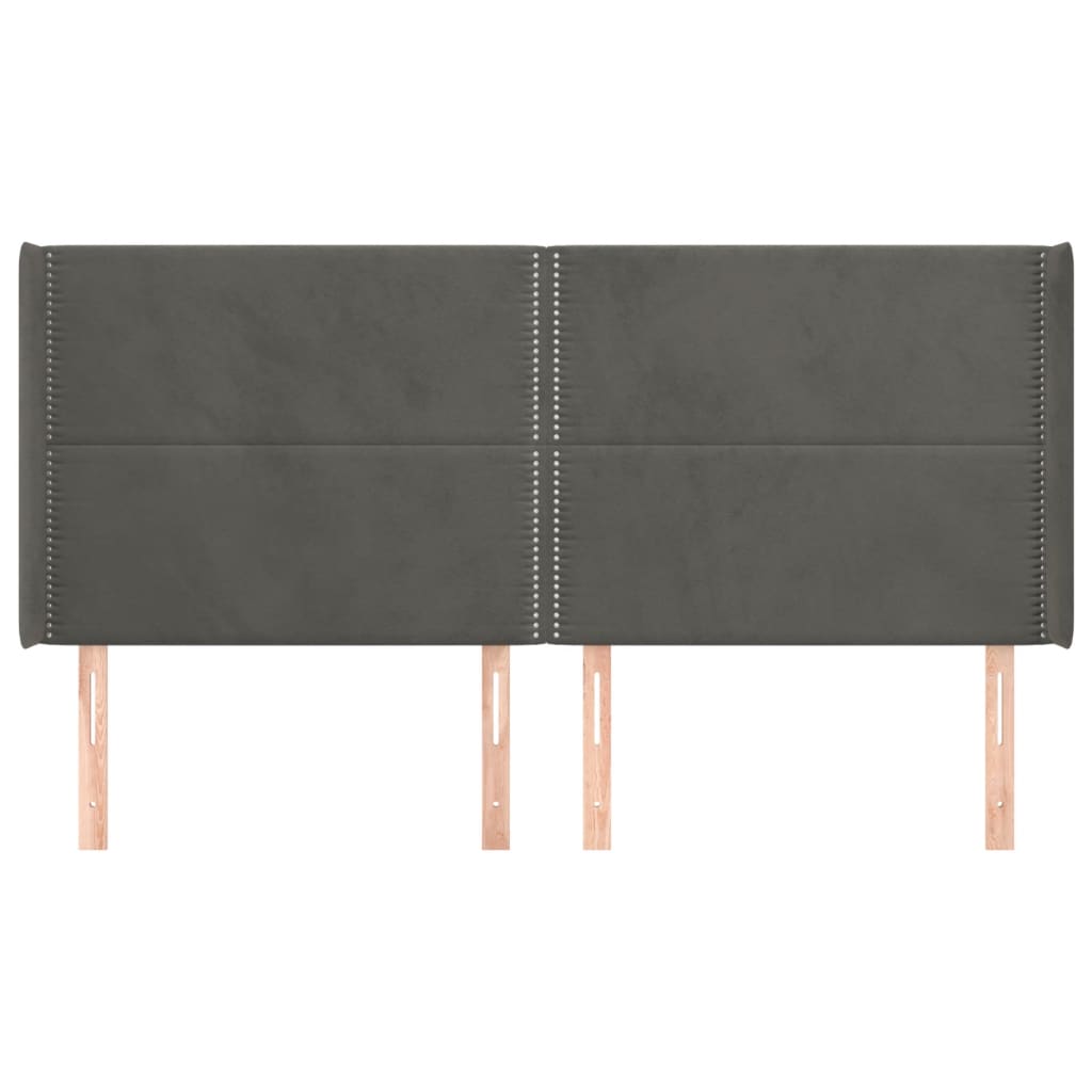 Hoofdbord met randen 183x16x118/128 cm fluweel donkergrijs is nu te koop bij PeponiXL, paradijselijk wonen!