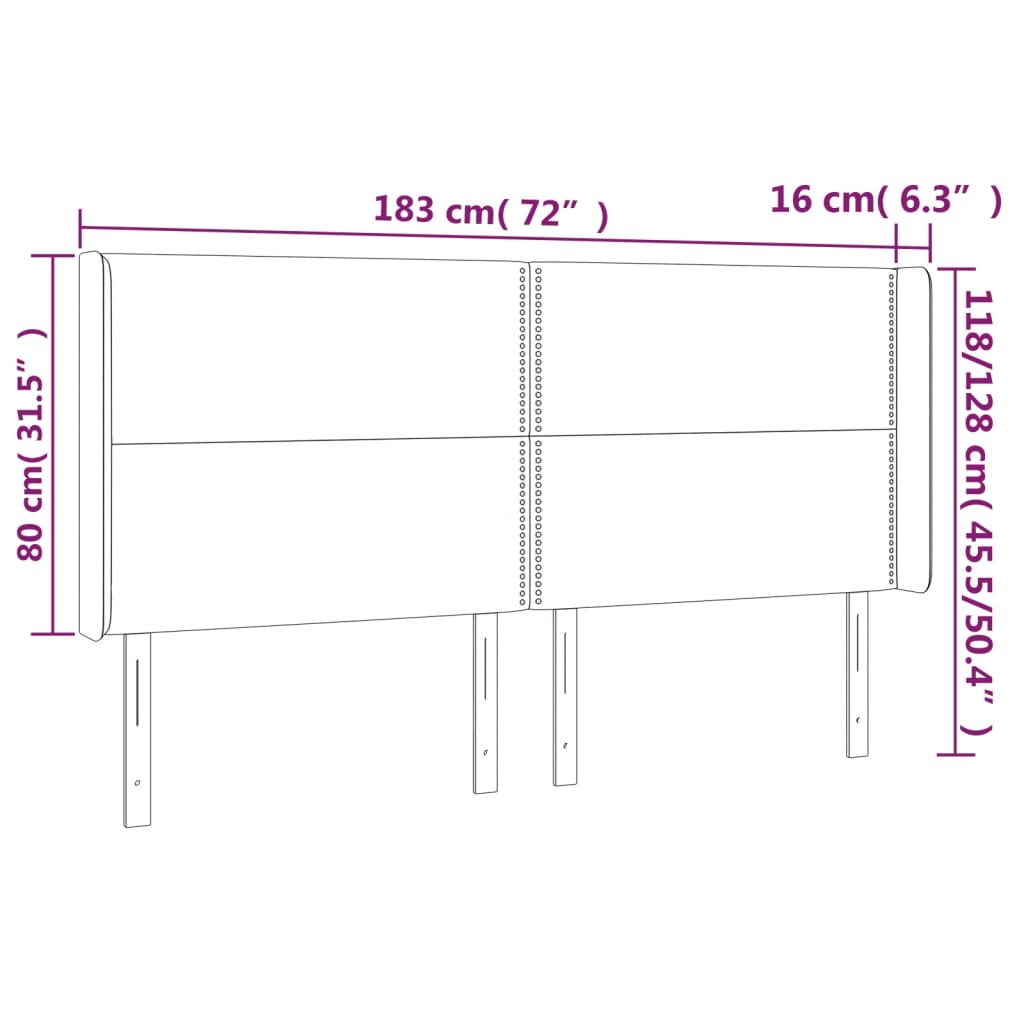 Hoofdbord met randen 183x16x118/128 cm fluweel donkergrijs is nu te koop bij PeponiXL, paradijselijk wonen!
