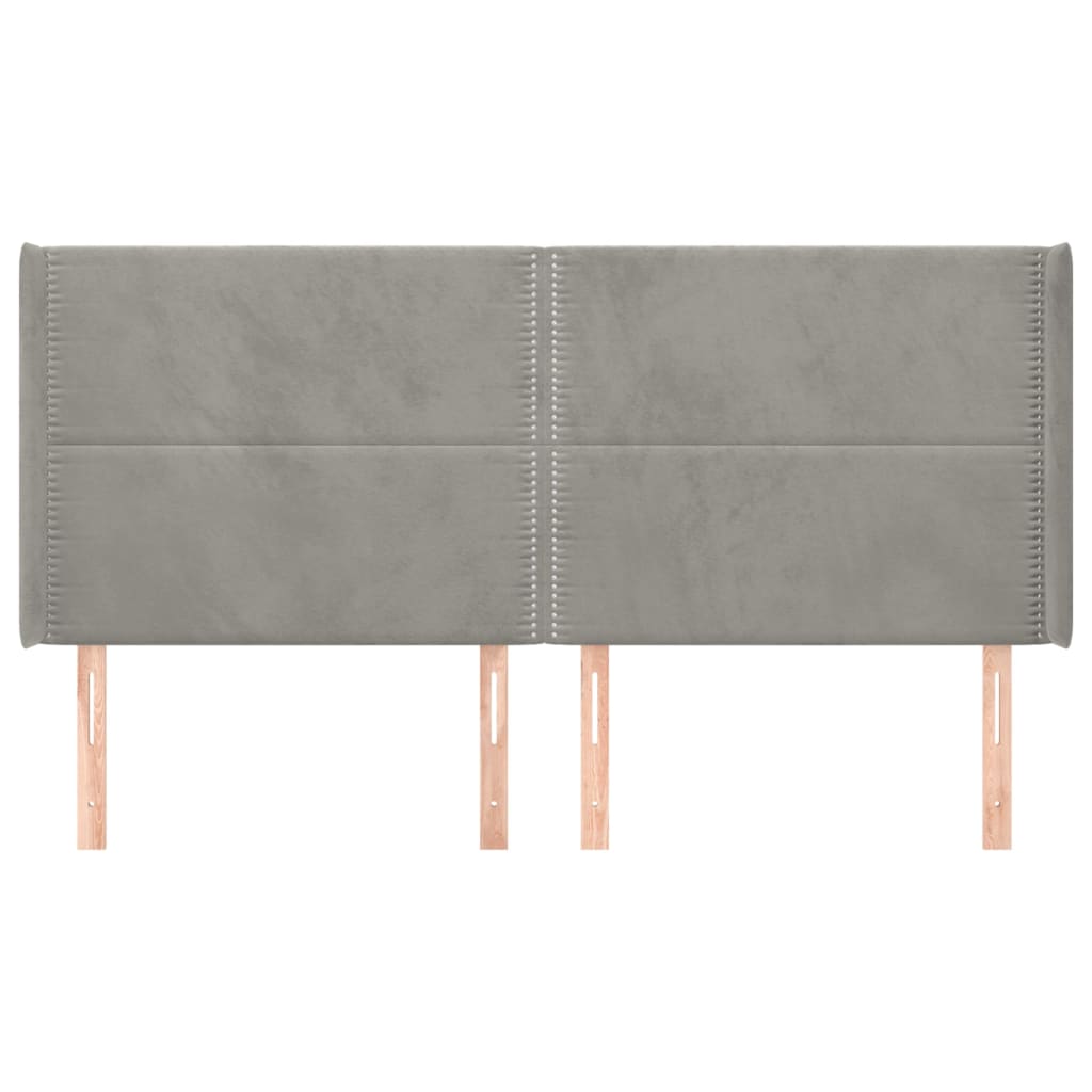 Hoofdbord met randen 203x16x118/128 cm fluweel lichtgrijs is nu te koop bij PeponiXL, paradijselijk wonen!