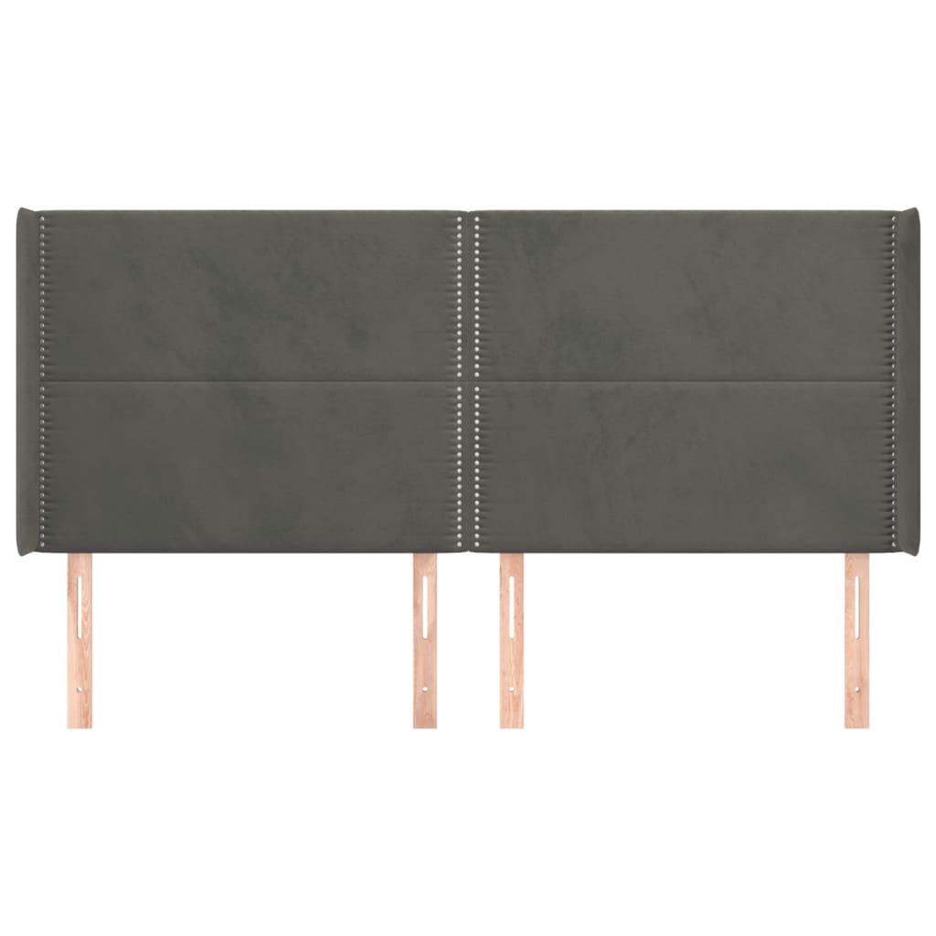 Hoofdbord met randen 203x16x118/128 cm fluweel donkergrijs is nu te koop bij PeponiXL, paradijselijk wonen!