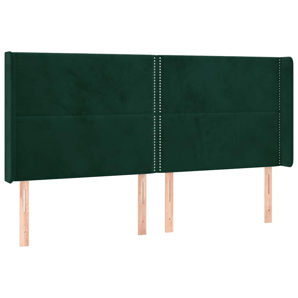 Hoofdbord met randen 203x16x118/128 cm fluweel donkergroen is nu te koop bij PeponiXL, paradijselijk wonen!