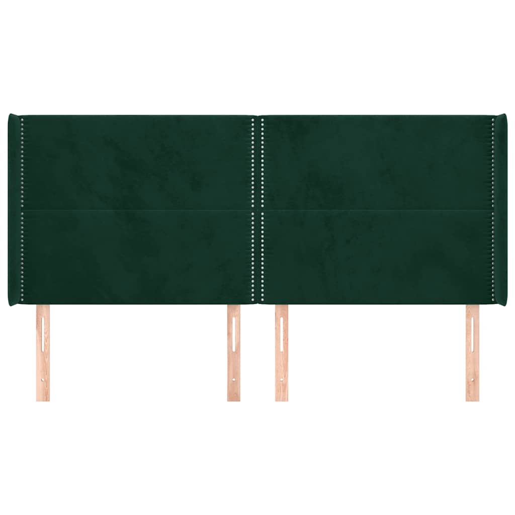 Hoofdbord met randen 203x16x118/128 cm fluweel donkergroen is nu te koop bij PeponiXL, paradijselijk wonen!