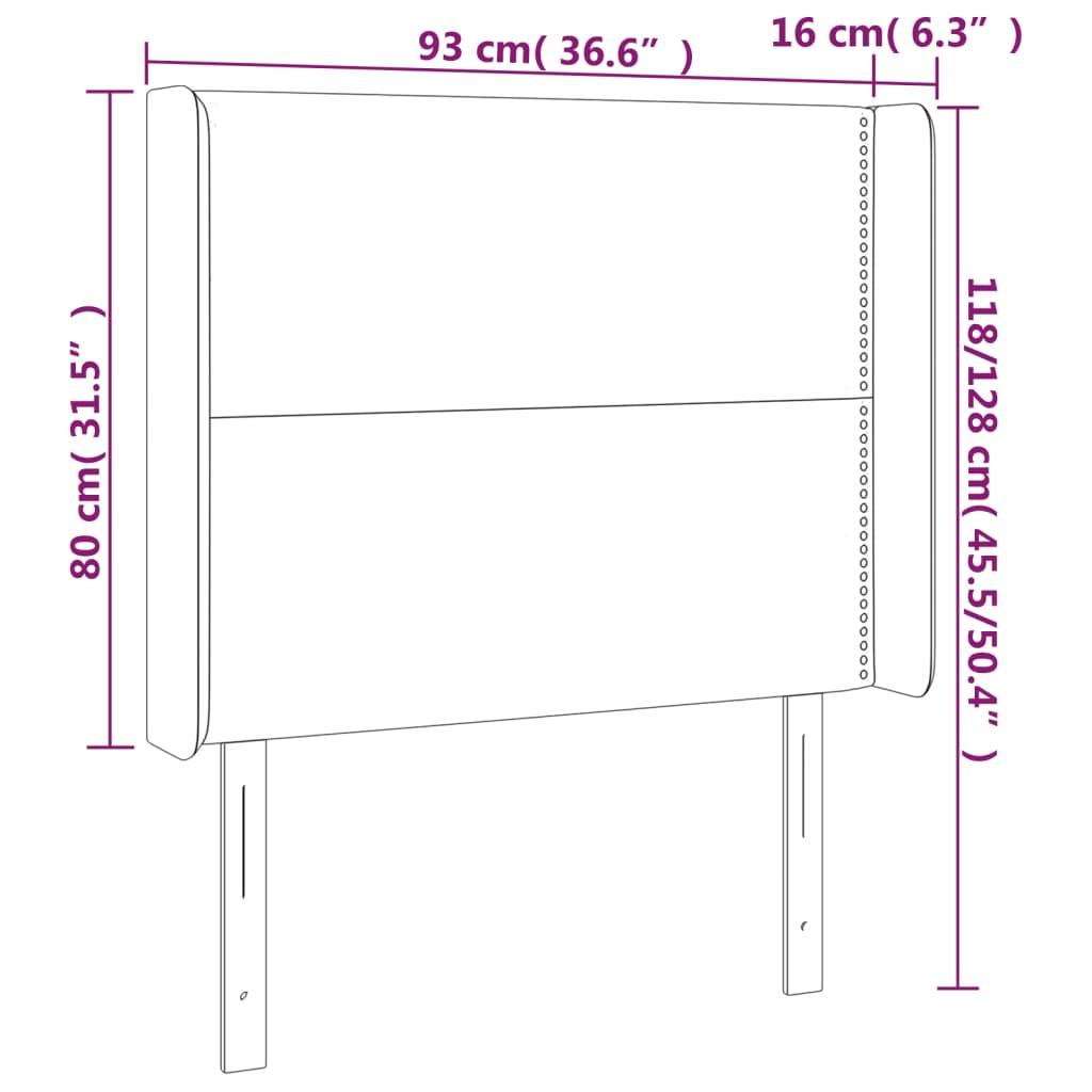 Hoofdbord met randen 93x16x118/128 cm kunstleer zwart is nu te koop bij PeponiXL, paradijselijk wonen!
