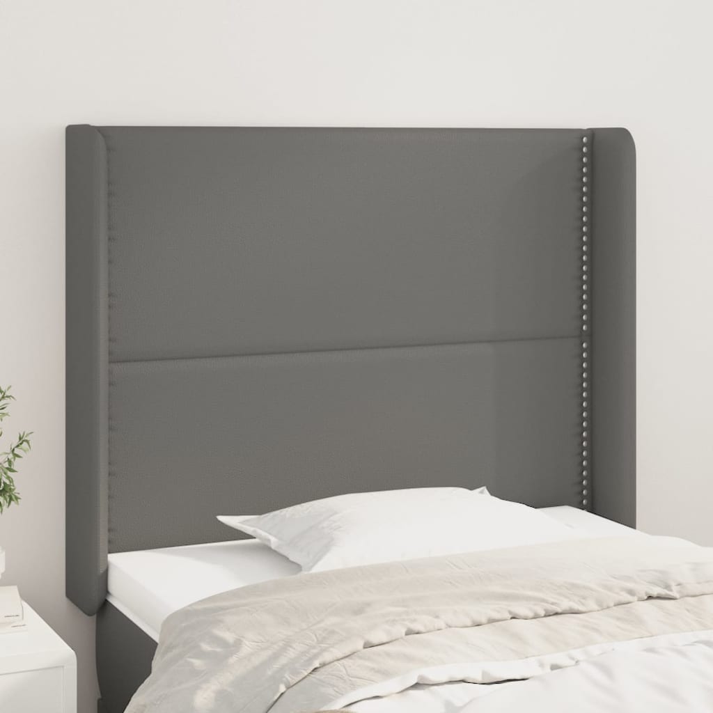 Hoofdbord met randen 93x16x118/128 cm kunstleer grijs is nu te koop bij PeponiXL, paradijselijk wonen!