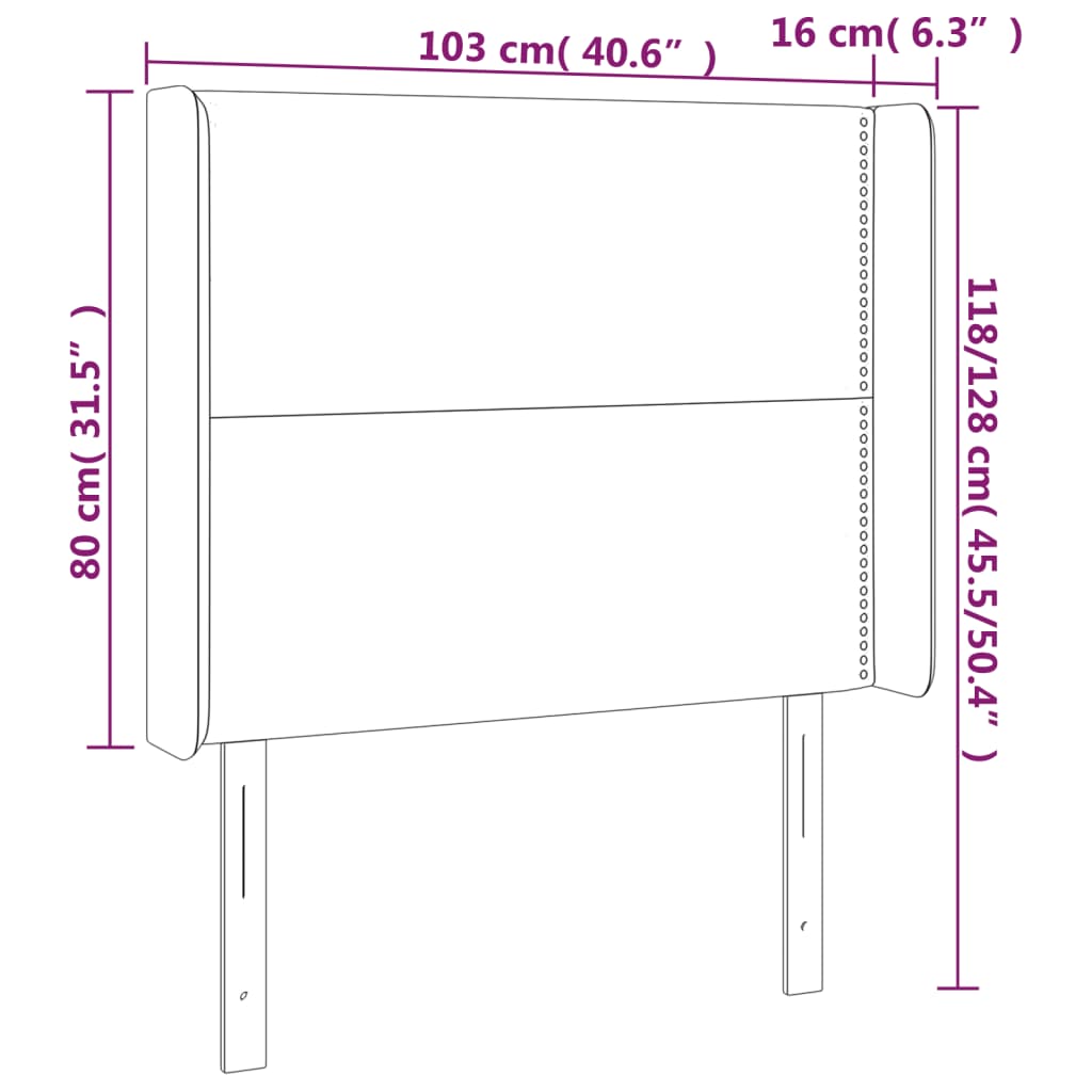 Hoofdbord met randen 103x16x118/128 cm kunstleer zwart is nu te koop bij PeponiXL, paradijselijk wonen!